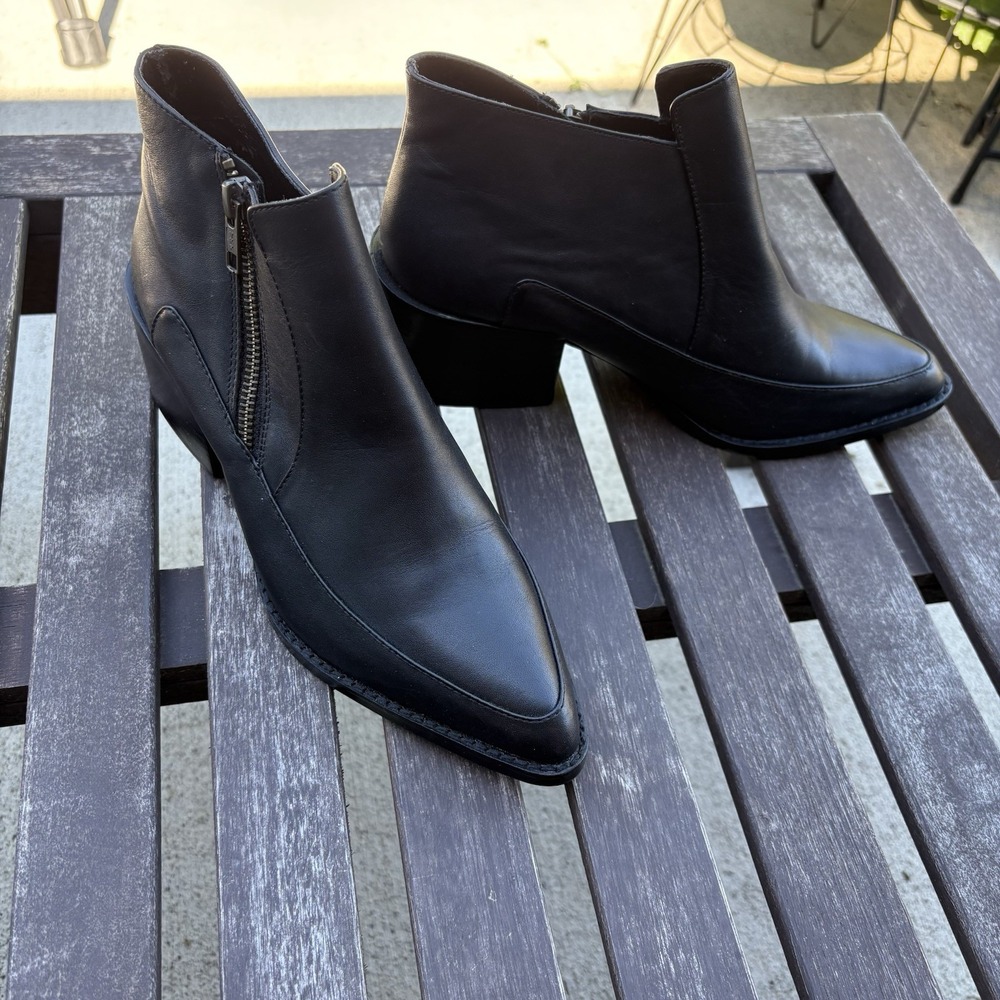 Design Lab Womens 8.5 Black Ankle Boots Goth Western Leather Block Oxford Heel